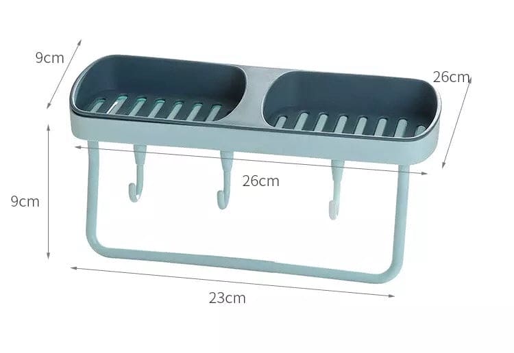 Two Grid Soap Box, Wall Mounted Soap Drain Holder, Multifunctional Bathroom Kitchen Hanging Storage Organizer, Portable Drain Suction Cup Soap Dish