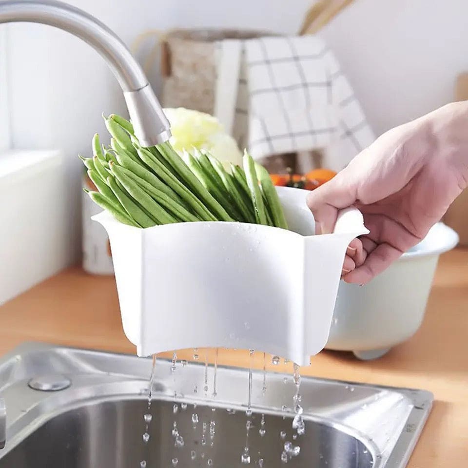 Mickey Shaped Vegetable Basket, 4 Compartments Wash Basin Basket, Creative Household Wash Basket, Double Multi Grid Basket, Fruit Tray Drain Basket
