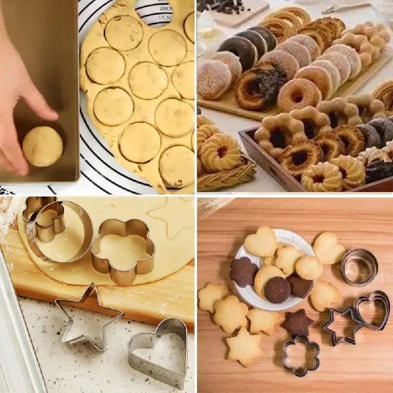 Set Of 12 Stainless Steel Cookie Cutter, Biscuit Baking Mold, Stainless Steel Cookie Mold, Biscuit Press Stamp, Mini Shapes Fondant Cutter Set, Baking Accessories Cake Decoration Tool, Geometric Set for Biscuit Cutter