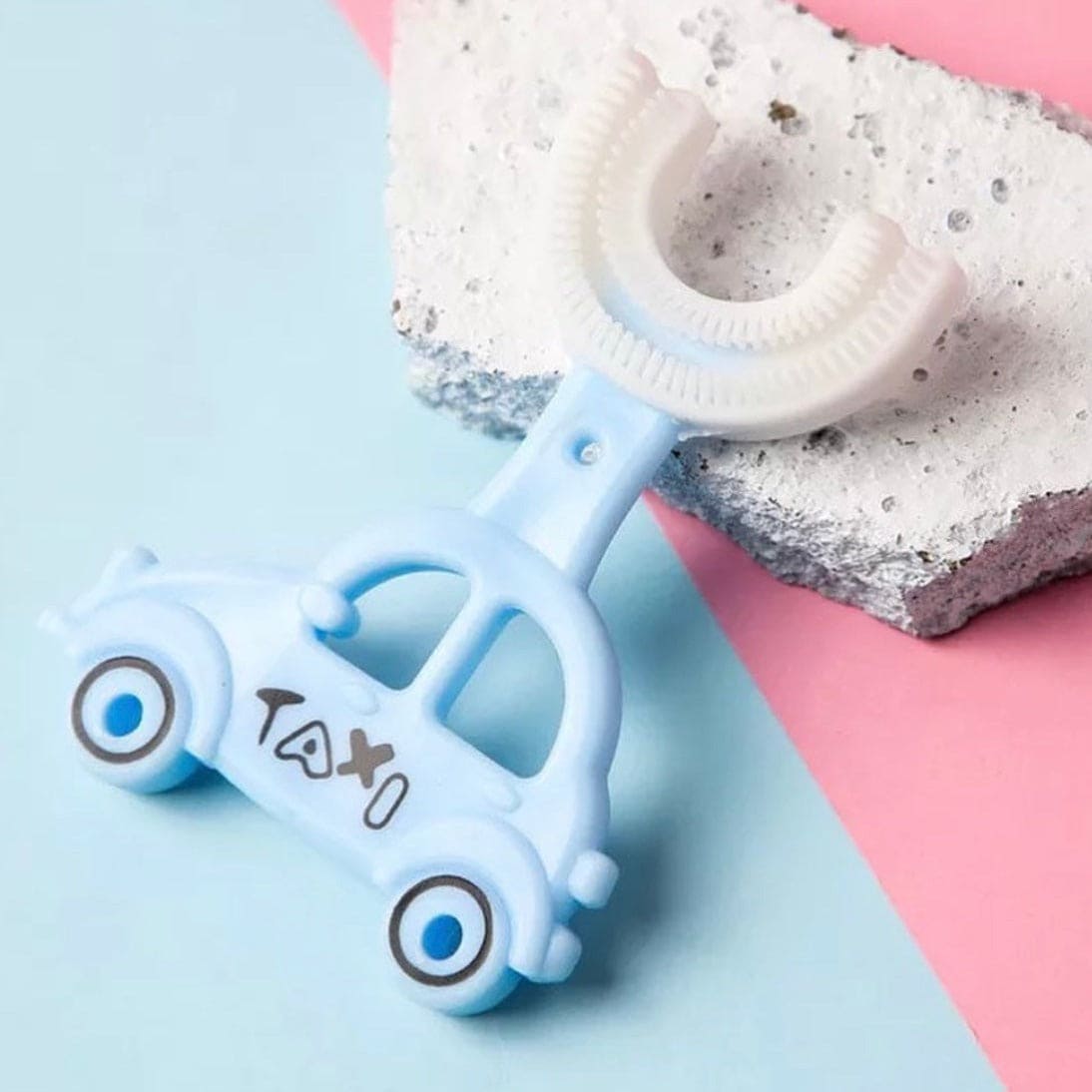 Lovely Taxi Shaped Children Whiting U-Type Toothbrush, 360˚ Degree Cleaning Labor-Saving Toothbrush