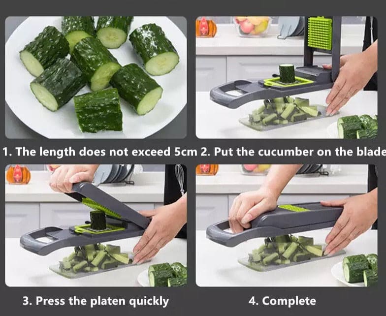 8 In 1 Vegetable Slicer With Container, Mandolin Slicer Veggie Chopper, Hand Held Food Chopper, Fruit Slicer Grater Shredders Drain Basket Cutter