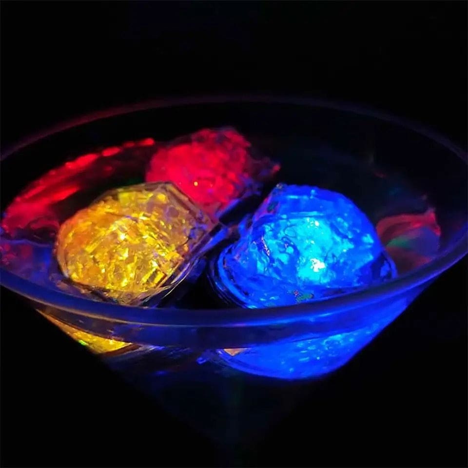 Multicolor LED Ice Cubes, Glowing Ice Cubes, Luminous Ice Cubes, Led Flash Ice Drink Cup Sensor Glow Light, Automatic Flashing Sensor Cubes, Liquid Sensor Reusable Ice Cube, Decor Induction Light Bar Party Supplies