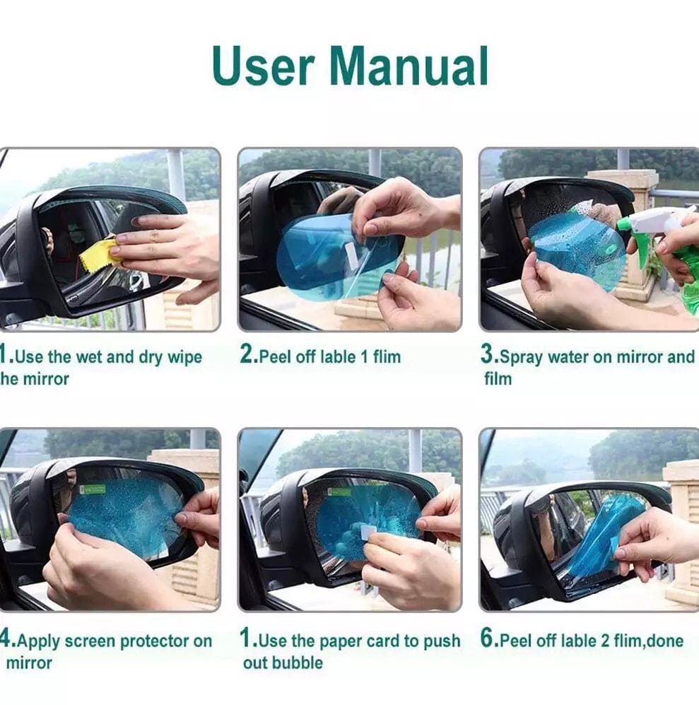 2 Pcs Rain Proof Side Mirror Glass, Anti Fog Film, Anti Water Mist Rainproof Film, Universal Soft Sticker Auto Accessories Film
