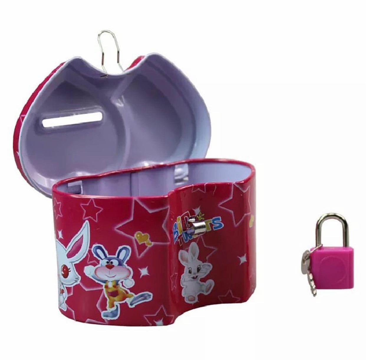 Double Heart Mini Piggy Bank, Coin Saver Box, Money Saving Box With Lock