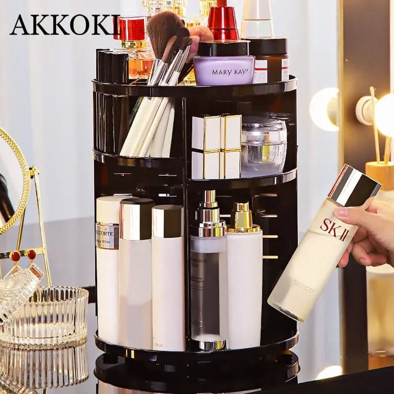 Nordic Rotating Cosmetic Organizer, Large Capacity Cosmetic Storage Rack, Multifunction Detachable Makeup Organizer, Adjustable Makeup Carousel Spinning Holder Rack, Large Capacity Cosmetics Storage Box, Cosmetic Vanity Shelf