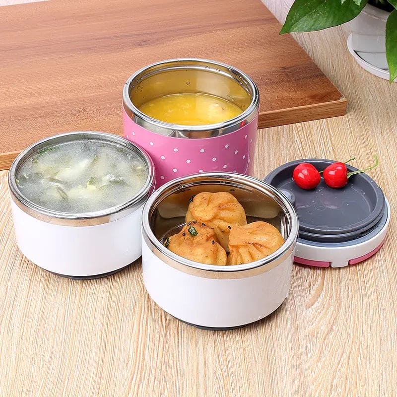 Portable Dotted Tiffin Box, Stainless Steel Bento Student Lunch Box, Round Thermal Lunch Box, Leak-Proof Food Container Bento Box, Bento Box with Cover Sealed Lunch Box, Steel Insulated Lunch Box