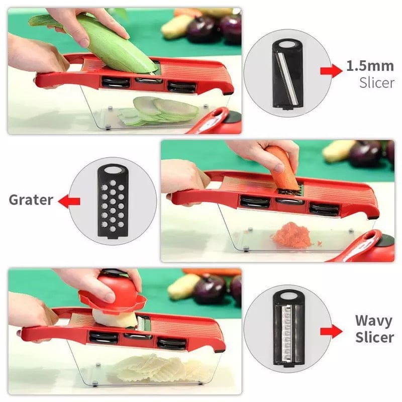 Creative 6 in 1 Vegetable Cutter, Multi Cutter Grater for Vegetables, Dicing Blades Slicer Shredder, Drain Grater Chopper Kitchen Accessories Tool, Mandolin Slicer Vegetable Grater