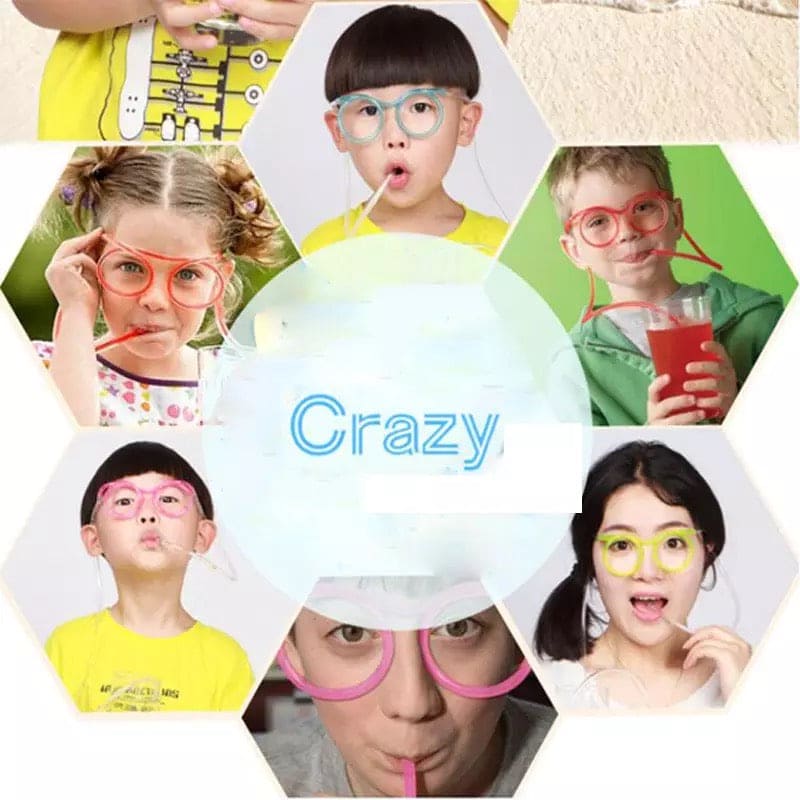 Funny Soft Flexible Straw Glasses, Plastic Drinking Straws, Crazy Fun Loop Straws, Unique Drinking Tube, Flexible Soft Drink Eyeglasses, Crazy Funky Drinking Tube For Party Supplies