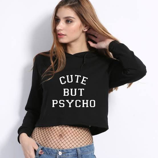 Cute But Psycho Crop Hoodie