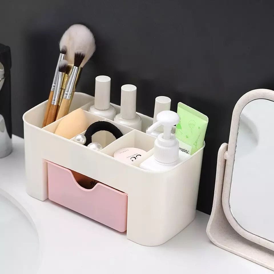 Amazing Double Layer Plastic Makeup Organizer Storage Box, Cosmetic Drawer Jewellery Display Case, Desktop Container