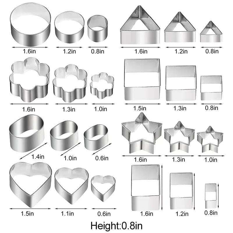 Set Of 12 Stainless Steel Cookie Cutter, Biscuit Baking Mold, Stainless Steel Cookie Mold, Biscuit Press Stamp, Mini Shapes Fondant Cutter Set, Baking Accessories Cake Decoration Tool, Geometric Set for Biscuit Cutter