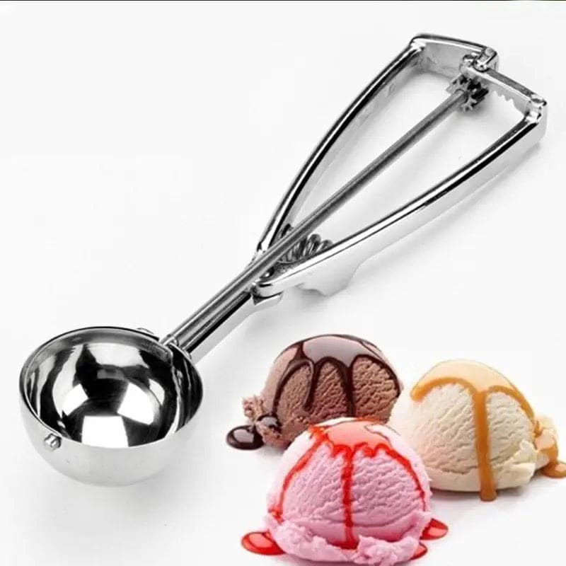 Steel Ice Cream Scoop Spoon, Stainless Steel Ice Cream Digger, Non Stick Ice Ball Maker, Dual Purpose Cream Dipper, Multifunctional Ice Cream Scoops Stack, Ice Cream Scooper With Trigger, Scoop Spoon For Ice Cream Fruit Cookie