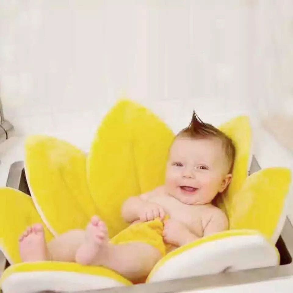 Foldable Flower Blooming Bath Tub, Baby Play Bath Sunflower Cushion Mat, Folding Non Slip Baby Bath Pad, Flower Shape Mat Sofa Seat