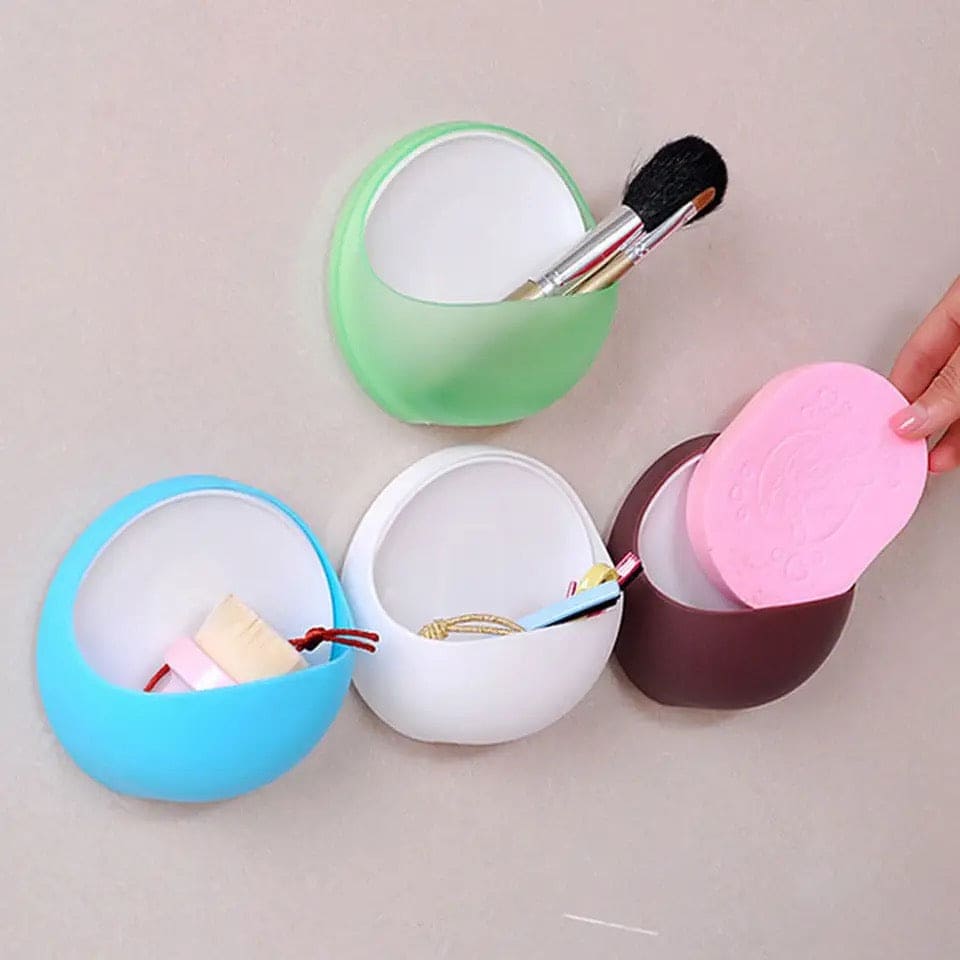 Plastic Suction Cup Soap Dish, Bathroom Sundries Storage Holder, Sucker Toothbrush Soap Box, Home Organizer Shelf Sink Sponge Holder, Multifunctional Bathroom Soap Holder, Wall Soap Dish