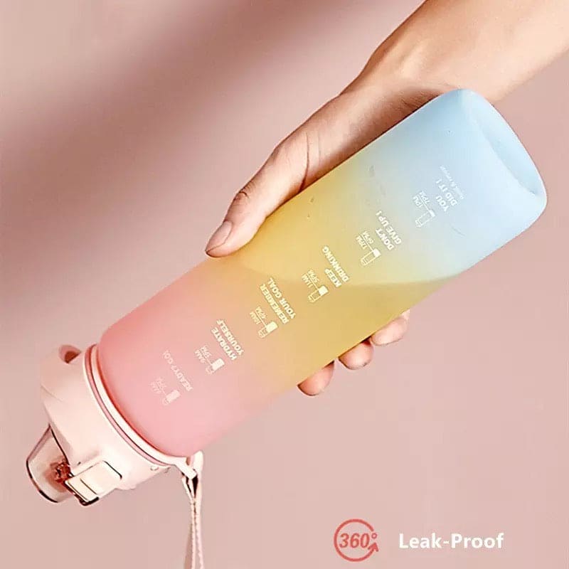 1L Fashion Large Capacity Sport Plastic Drinking Bottle, Time Marker Fitness Jug, Kettle Gym Water Drinking Bottle