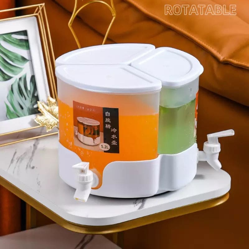3 In 1 Rotated Beverage Dispenser With 3 Tap, Plastic Drink Dispenser For Refrigerator, Lemonade Drink Ware Cold Water Bottle