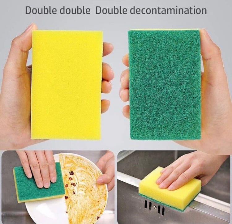 6 Pcs Double Sided Dishwashing Sponge, Emery Magic Cleaning Sponge