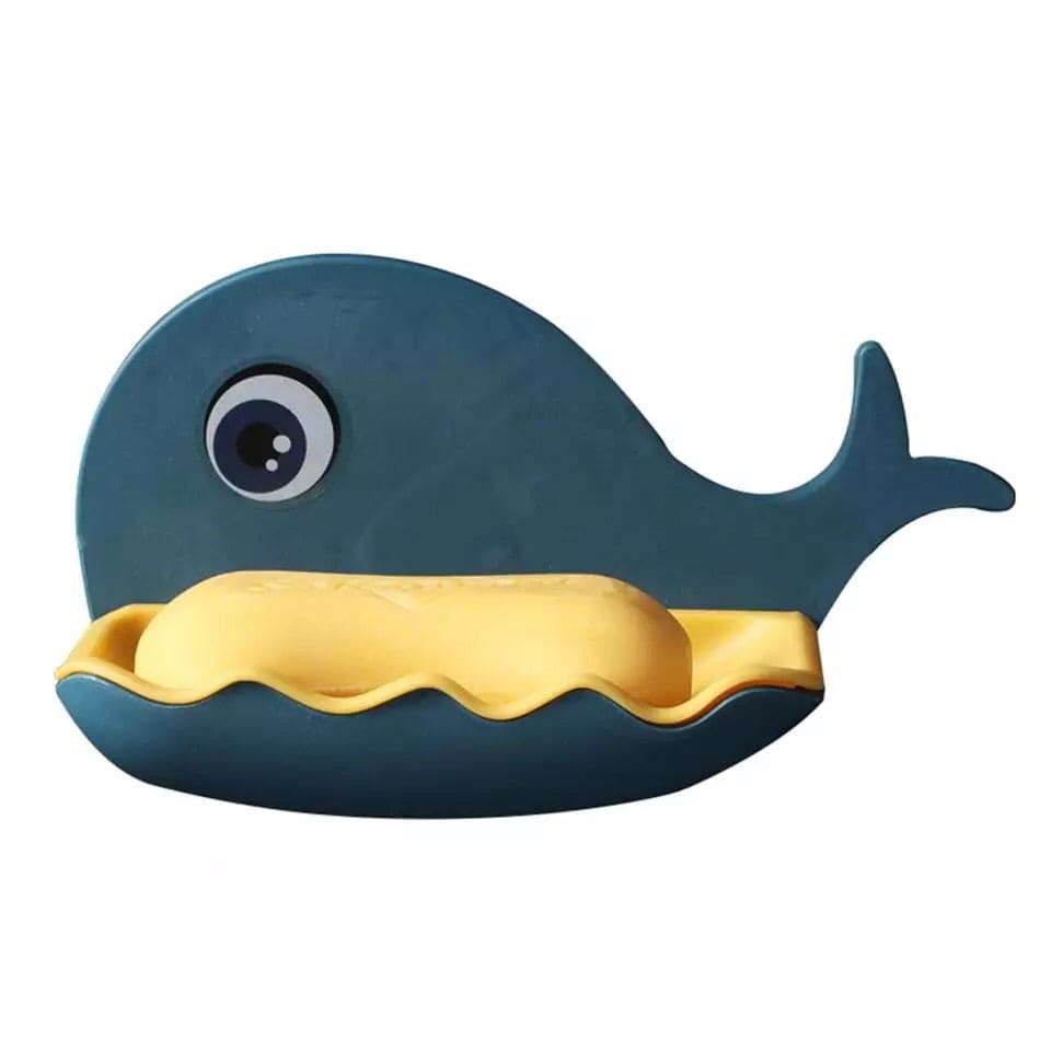 Wall-Mounted Whale Shaped Soap Holder, Hanging Bathroom Soap Tray with Suction Cup, Self Draining Soap Holder for Shower Wall