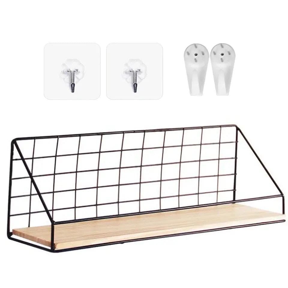 Gird Wall Shelf, Grid Wall Hanging Shelf, Wire Wood Organizer, Iron Floating Display Shelf, Home Decorative Hanging Grid Basket, Wall Art Shelve Flower Pot Stand