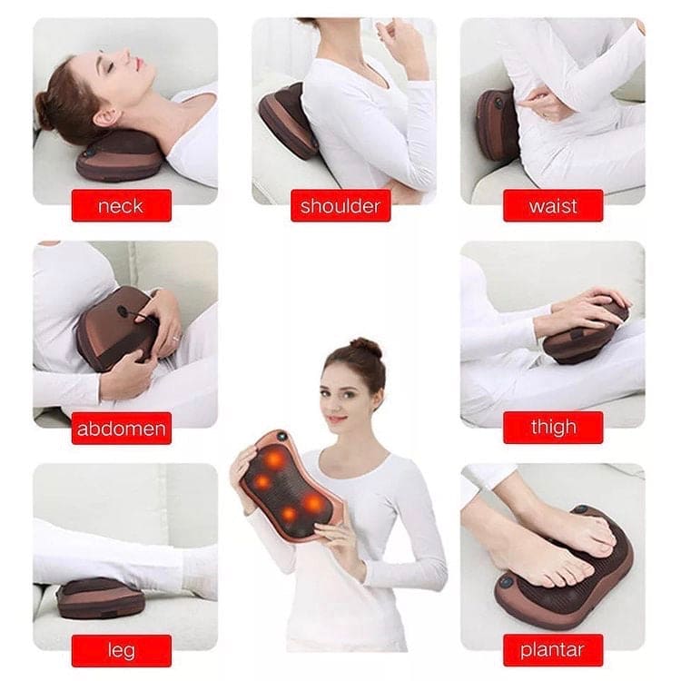 Multifunctional Body Pillow Massager With Heat, Deep Tissue Kneading With 4 Heads, Electric Back Massager