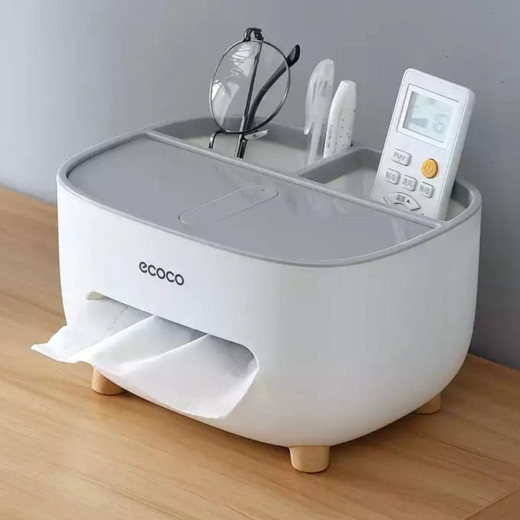 Tissue Box Holder, Multifunction Tissue Box ABS Material Storage Organizer, Desktop Tissue Box With Hidden Mobile Phone Holder, Remote Holder