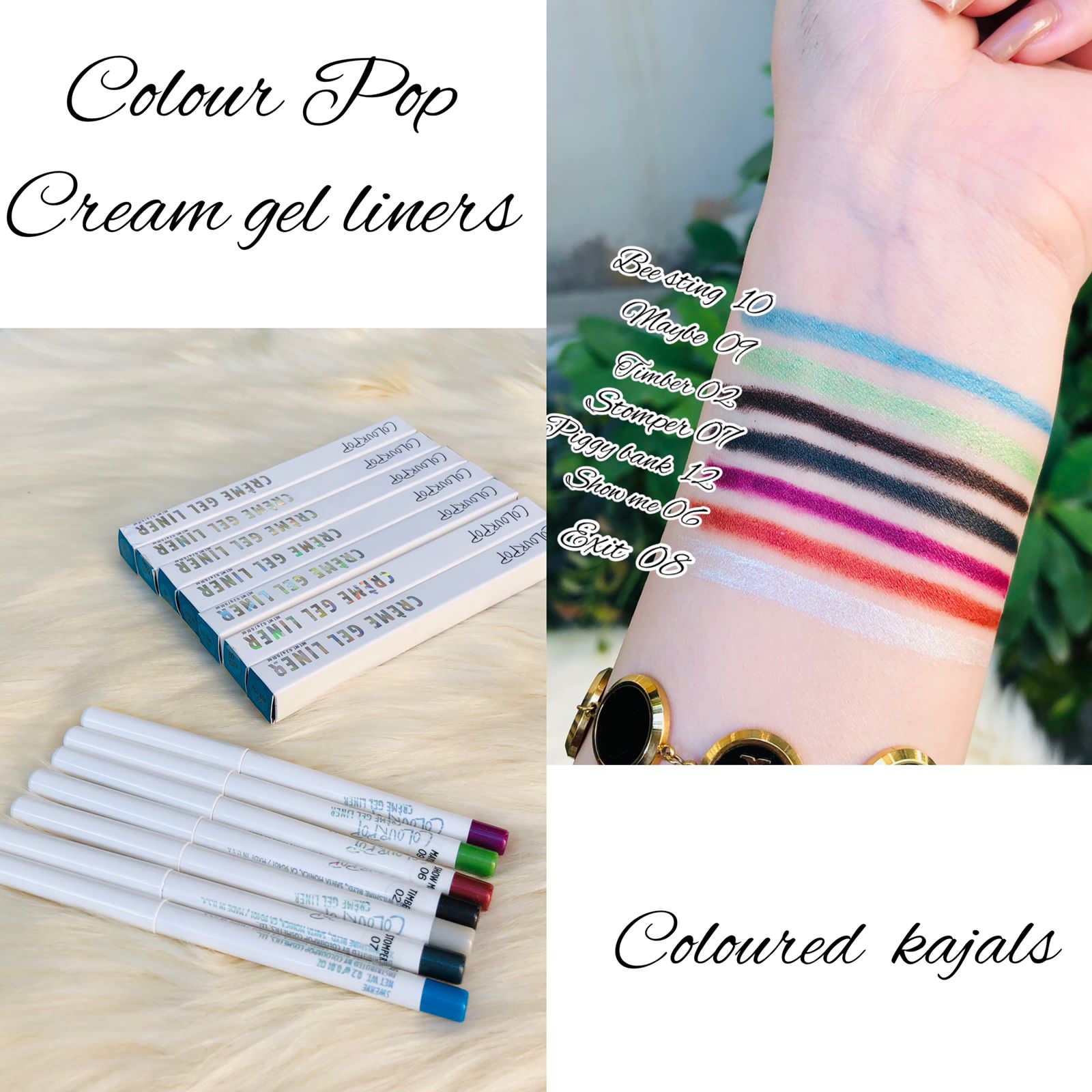 Set Of 7 Creamy Twist Gel Eyeliner, Color Pop Kajal, Intense Gel Eyeliner, Gel Eyeliner Pencil