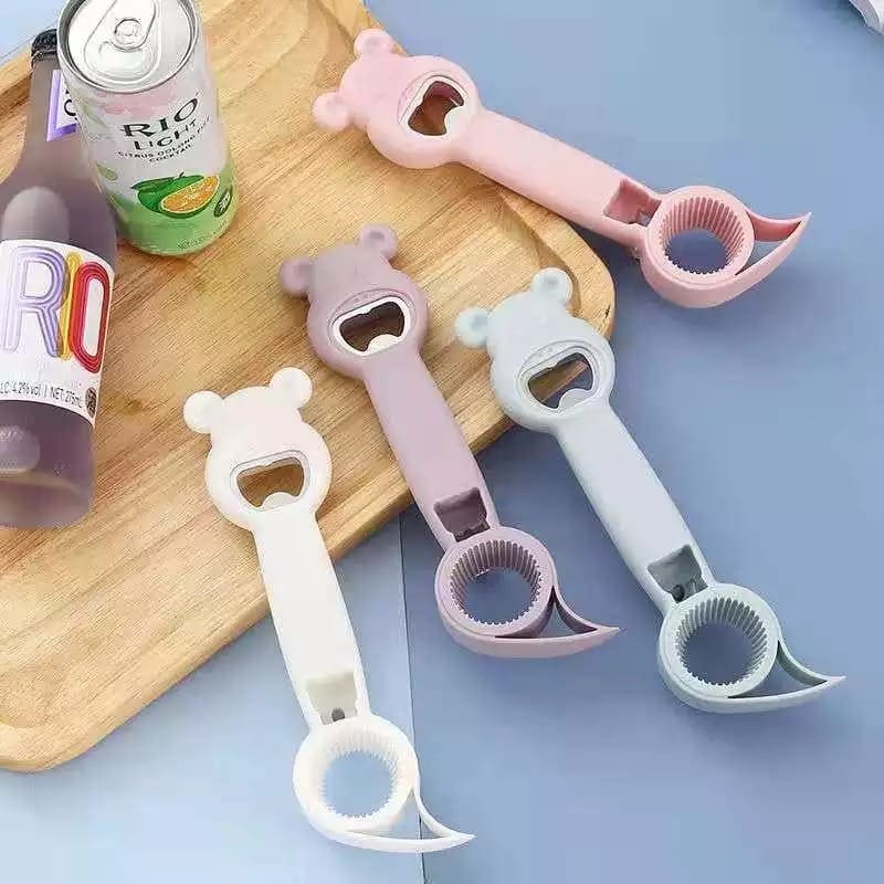 Cute 4 in 1 Multifunction Lid Remover, Stainless Steel Bottle Opener, Baer Unscrew Can opener, Jars Opener, Fridge Manual Lid Remover, Multifunctional Bottle Opener, 4 in 1 Lid Seal Remover, Water Bottle Opener for Women