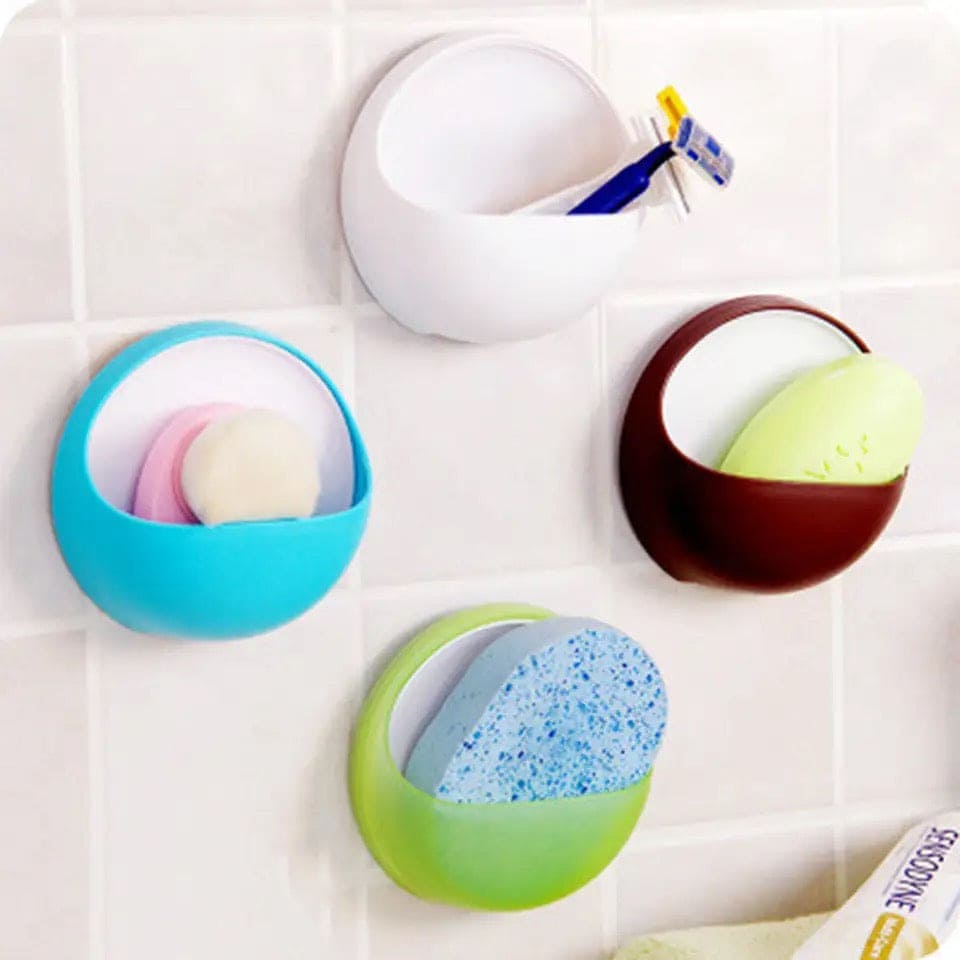 Plastic Suction Cup Soap Dish, Bathroom Sundries Storage Holder, Sucker Toothbrush Soap Box, Home Organizer Shelf Sink Sponge Holder, Multifunctional Bathroom Soap Holder, Wall Soap Dish