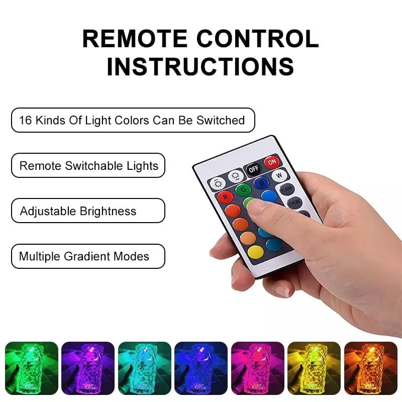 Rose Crystal Rechargeable Table Lamp, Diamond Touch Sensor Battery Desk Lamp, LED Romantic Desk Light, RGB Remote Control Night Light Projection Table Lamp
