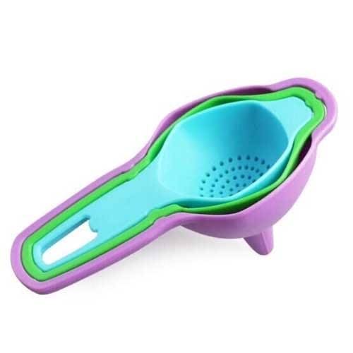 Set of 3 Egg Separator Funnel & Strainer Set, Multifunctional Egg Separator, Funnel & Strainer Set, Household Liquid Dispensing Mini Funnel Kitchen Tools, Handy Mini Colander Sieve, Egg White Strainer Divider Filter, Kitchen Baking Strainer