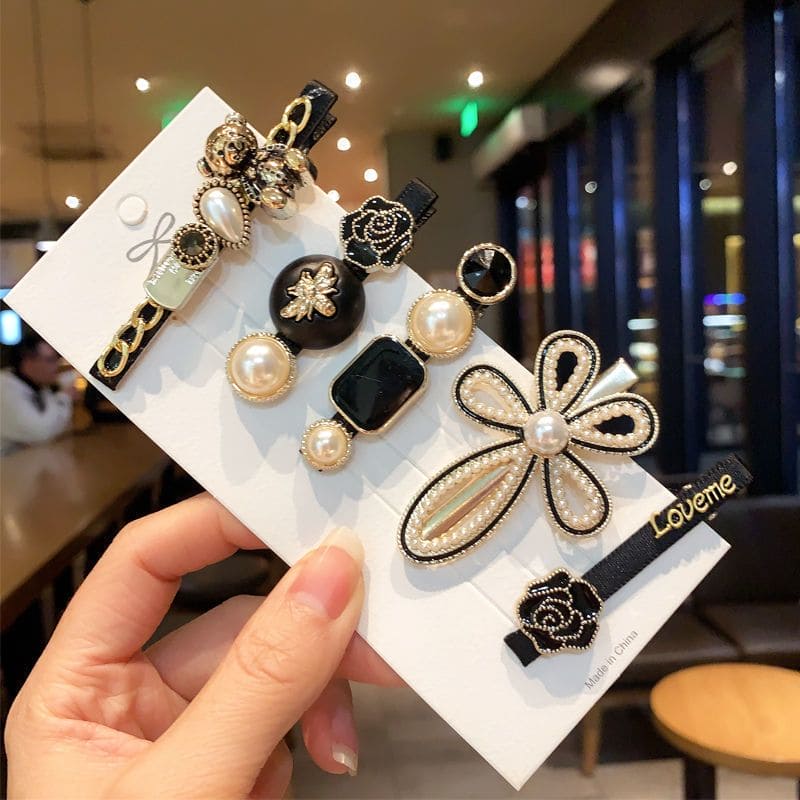 Retro 5 Piece Hair Clip Card, Simple Pearl Side Clip For Women Girls Headband Hairpins, Handmade Pearl Hairpins Pin, Hair Decorative Accessories