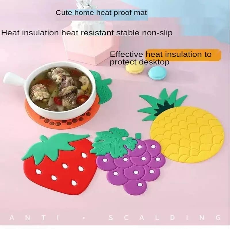 Silicone Insulation Fruit Pad, Fruit Antiskid Mat Cup Pad, Table Mat Bowl Cup Pads, Mat Drink Coaster, Silicone Coasters Non-Slip Insulation Pads