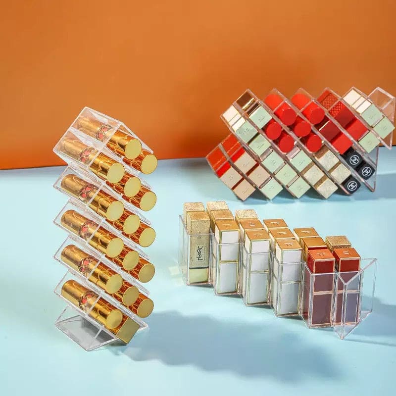 16 Grids Transparent Lipstick Holder, Acrylic Lipstick Organizer, Lipstick Nail Polish Desktop Storage Rack, Lipstick Holder Display Stand