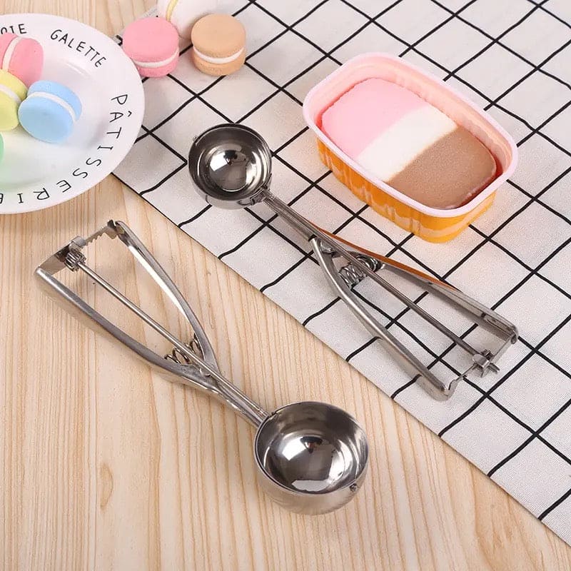Steel Ice Cream Scoop Spoon, Stainless Steel Ice Cream Digger, Non Stick Ice Ball Maker, Dual Purpose Cream Dipper, Multifunctional Ice Cream Scoops Stack, Ice Cream Scooper With Trigger, Scoop Spoon For Ice Cream Fruit Cookie