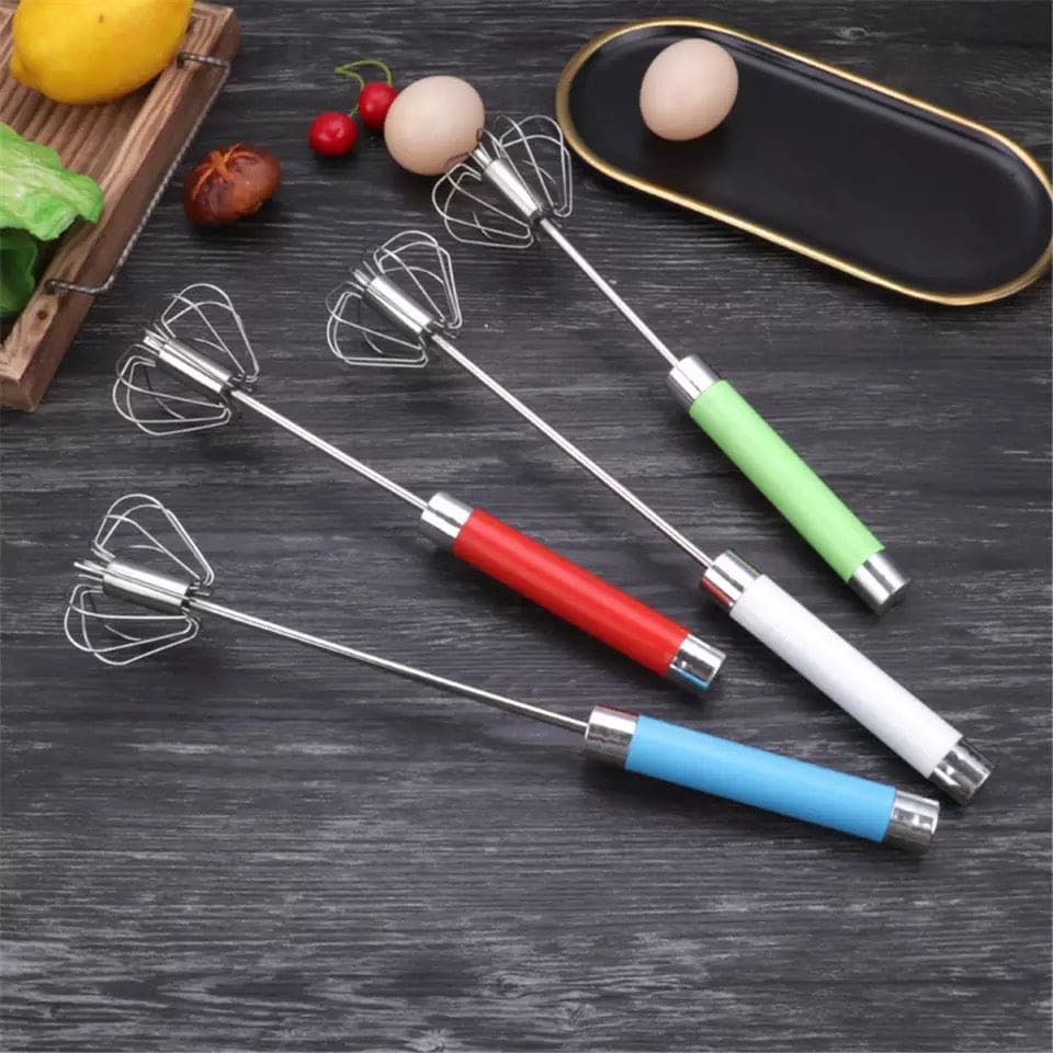 Colorful Long Handle Whisker, Stainless Steel Semi Automatic Whisk, Manual Press Type Butter Whipping, Manual Press Type Egg Beater, Kitchen Baking Tool Baking Accessories, Automatic Stirrer for Milkshake Sauce Drink