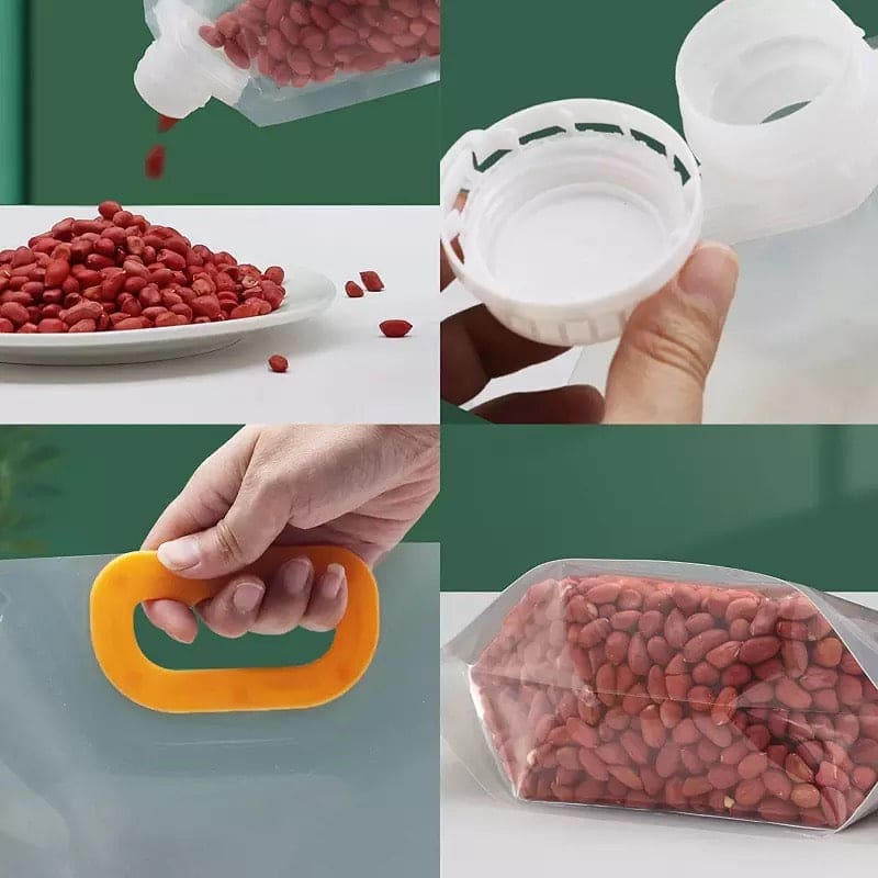 Sealed Storage Bags, Portable Food Packaging Bag, Transparent Grain Storage Bags, Stand Up Grain Seal Bag, Kitchen Food Rice Storage Container