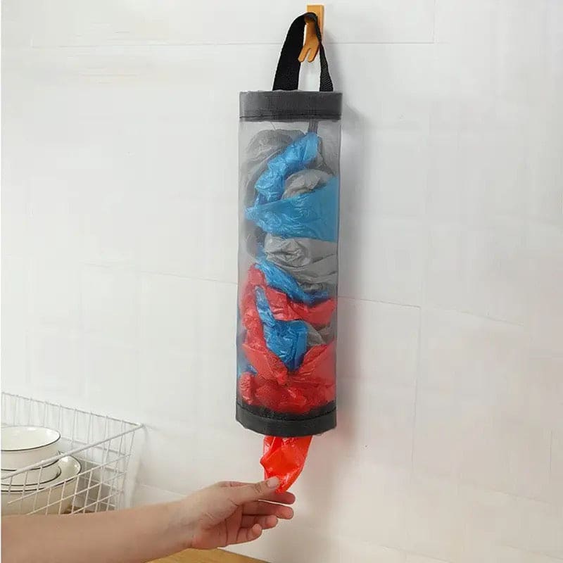 Net Plastic Bag Organizer, Home Grocery Bag Holder, Wall Mount Plastic Bag Holder, Kitchen Storage Shopper Dispenser, Trash Garbage Bag Organizer, Hanging Pouch Hang Bag