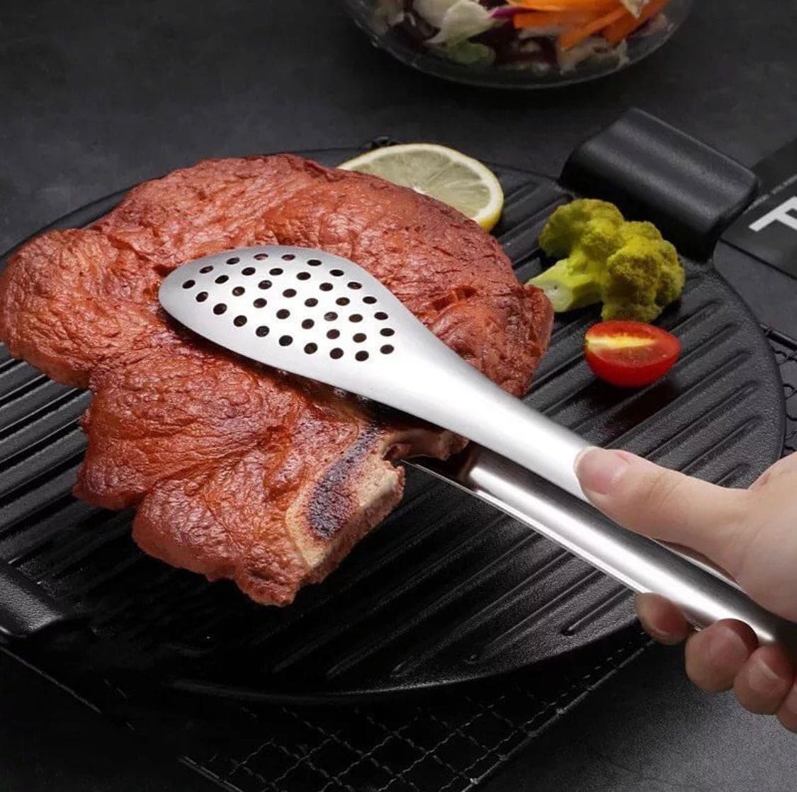Stainless Steel Food Tong, Kitchen Utensil Buffet Cooking Tool, Anti Heat Pastry Bread Clip Clamp, BBQ Salad Tong Tool, Steak Clamp
