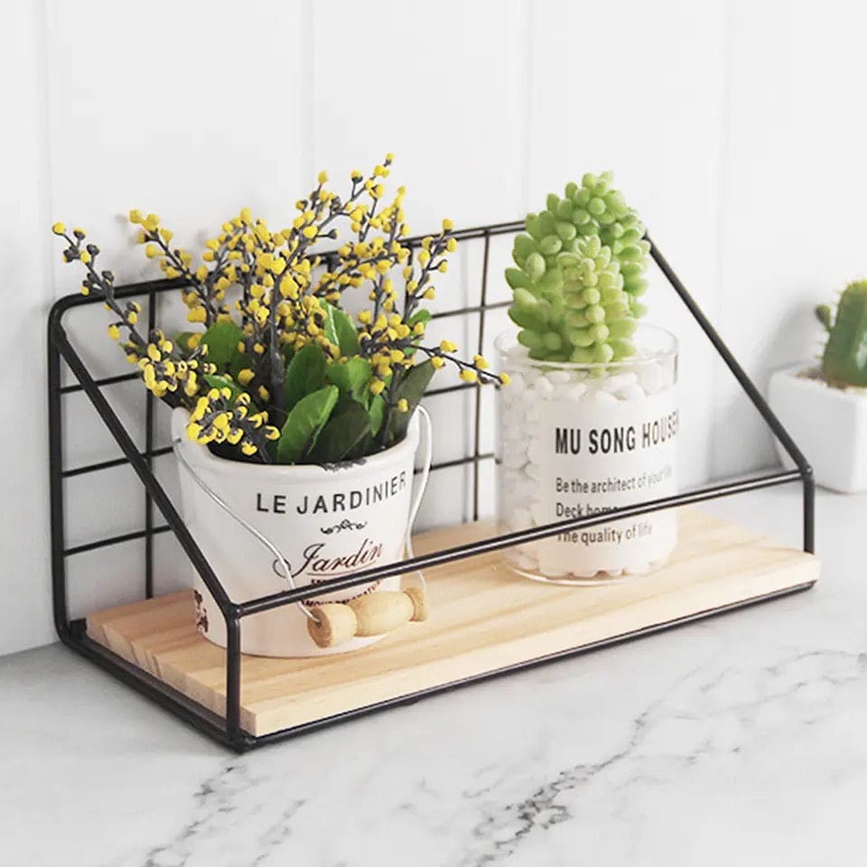 Gird Wall Shelf, Grid Wall Hanging Shelf, Wire Wood Organizer, Iron Floating Display Shelf, Home Decorative Hanging Grid Basket, Wall Art Shelve Flower Pot Stand