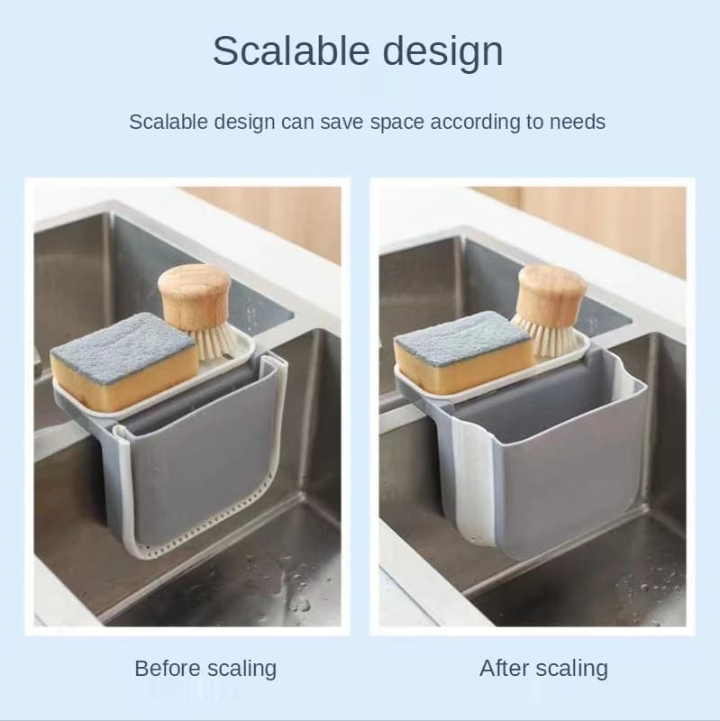 Adjustable Kitchen Waste Filter Basket, Hanging Sink Drain Basket, Fruit Vegetable Drainer, Kitchen Sponge Storage Rack Organizer, Multifunctional Foldable Sink Strainer