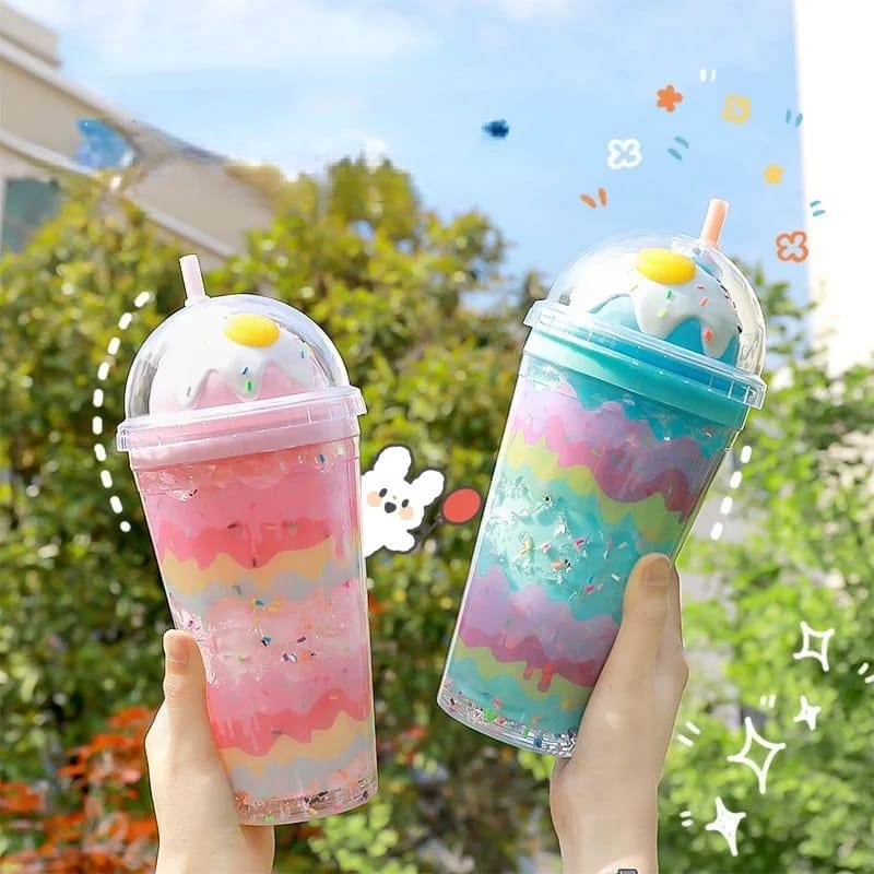 2024 Cute Water Bottle For Kids, Unique Ice Cream Shape Water Cup