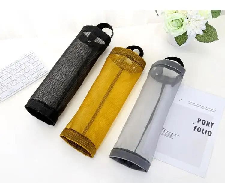 Net Plastic Bag Organizer, Home Grocery Bag Holder, Wall Mount Plastic Bag Holder, Kitchen Storage Shopper Dispenser, Trash Garbage Bag Organizer, Hanging Pouch Hang Bag