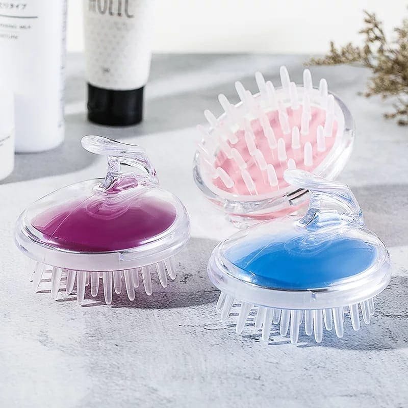 Transparent Scalp Brush, Silicone Head Shampoo Body Scalp Massage, Hair Washing Clean Brush, Comb Shower Bath Spa, Scalp Massaging Shampoo Brush