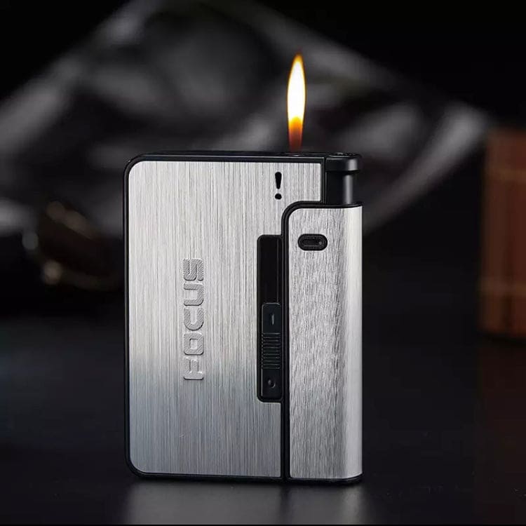 Focus Automatic Lighter, Automatic Cigarettes Holder, 10 Pcs Cigarette Case, Portable Automatic Cigarette Holder Without Lighter, Metal Cigarette Boxes, Lighter Gadget For Men, Multifunction Cigarette Holder