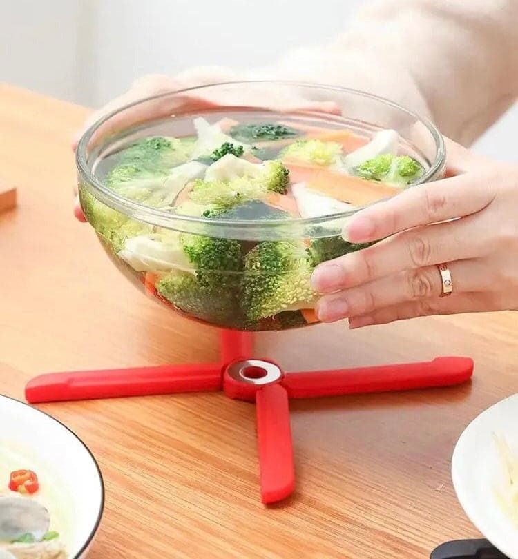 Convenient Folding Cutlery Insulation Pad, Cross Adjustment Placemat Pot Bowls, Kitchen Supplies Dining Table Decor Heat-proof Mat, Collapsible X Shaped Design Silicone Trivets