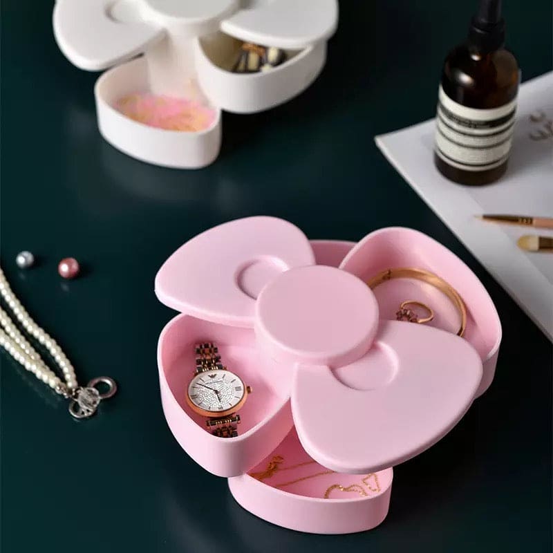 Bow Shaped Earring Storage Box, Rotatable Earring Storage Box, Decorative Jewellery Container Case, Creative Necklace Box, Rotating Jewellery Box, Multi-layer Dustproof Jewellery Plastic Box