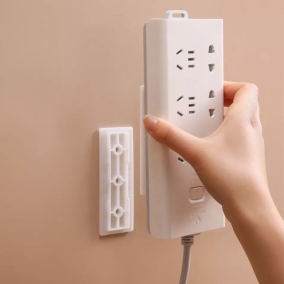 2-Pack Self-Adhesive Desktop Socket Fixer – Hanging Power Strip Cable Organizer, Removable Wall-Mounted Fixer, Strong Adhesive, No-Drill Install – 0.2x4x0.7cm, Fits Most Power Strips