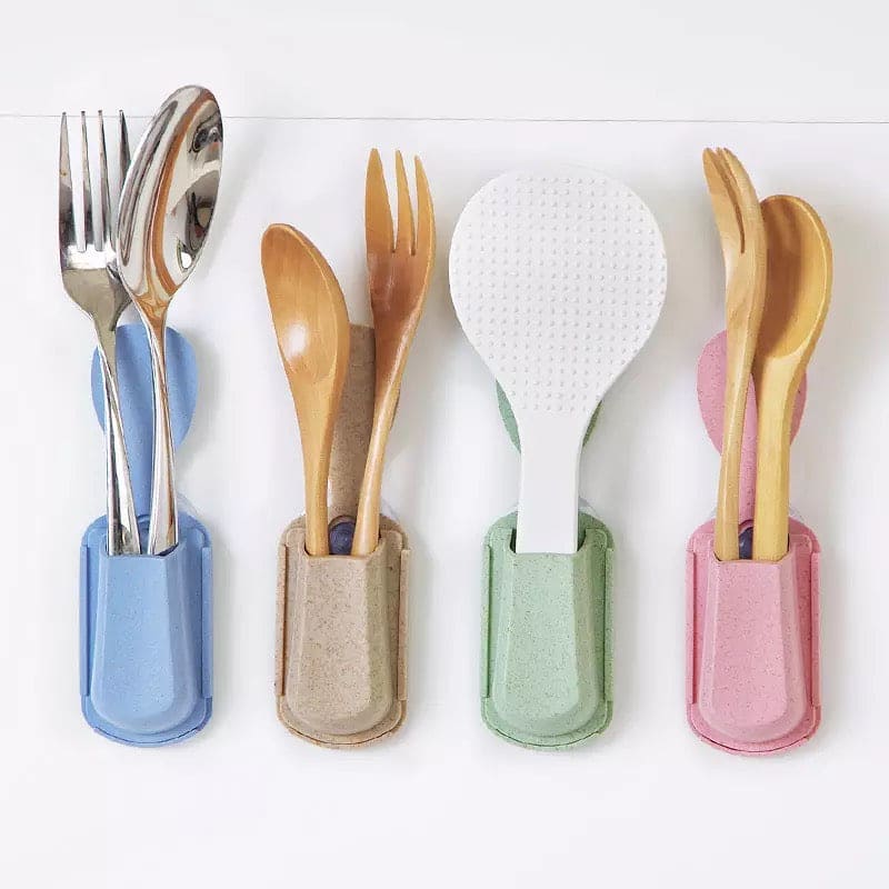 Mini Sticky Spoon Rack, Rice Scoop Fork Spoon Holder Sucker, Kitchen Utensil Holder, Tableware Storage Rack, Creative Household Gadgets, Suction Cup Pasting Kitchen, Multifunctional Storage Rack for Kitchen