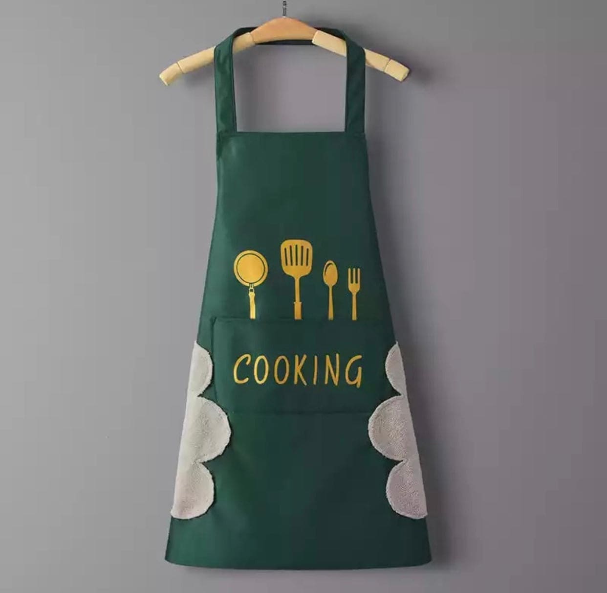 Women Wipeable Kitchen Apron, Enlarged Pocket Waterproof Oil-Proof Coffee Pinafore, Cooking Baking Adult Bib, Kitchen Bib Aprons For Women & Men