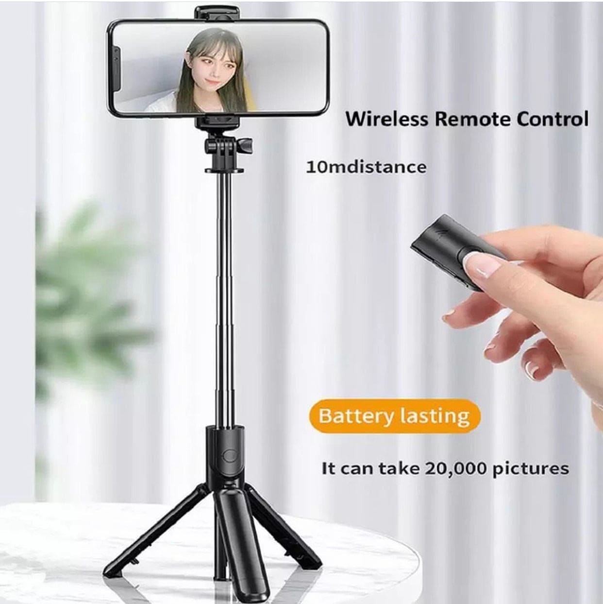 4 in 1 Portable Folding Tripod Selfie Stick With Hidden Remote, Extendable Selfie Stick with Wireless Remote and Tripod Stand